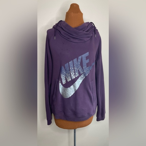 Nike Purple Silver Swoosh Pullover Hoodie Size Large - Picture 1 of 10